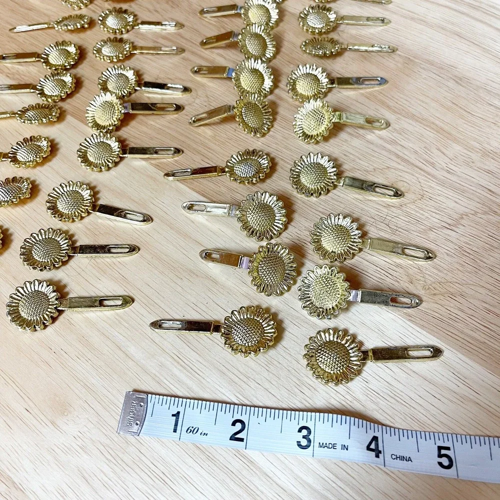 Vintage 80s 90s Gold Sunflower Plastic Snap Tight Hair Barrettes Shiny Goody